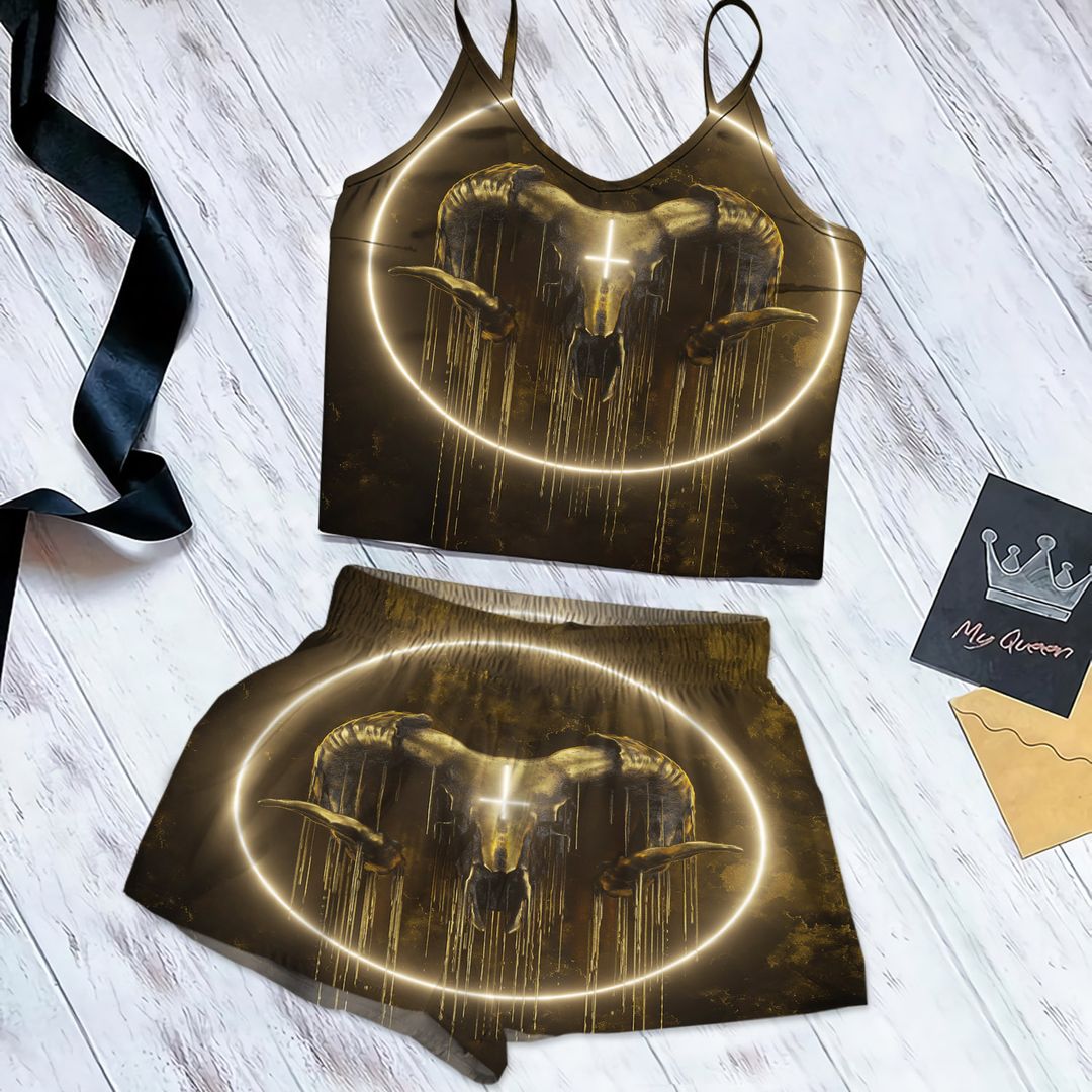 Skull Amazing Cami Pajama Set For Women | Pyjamas Short Set | Short PJS Set | Women Tank Top and Shorts Sleepwear Set