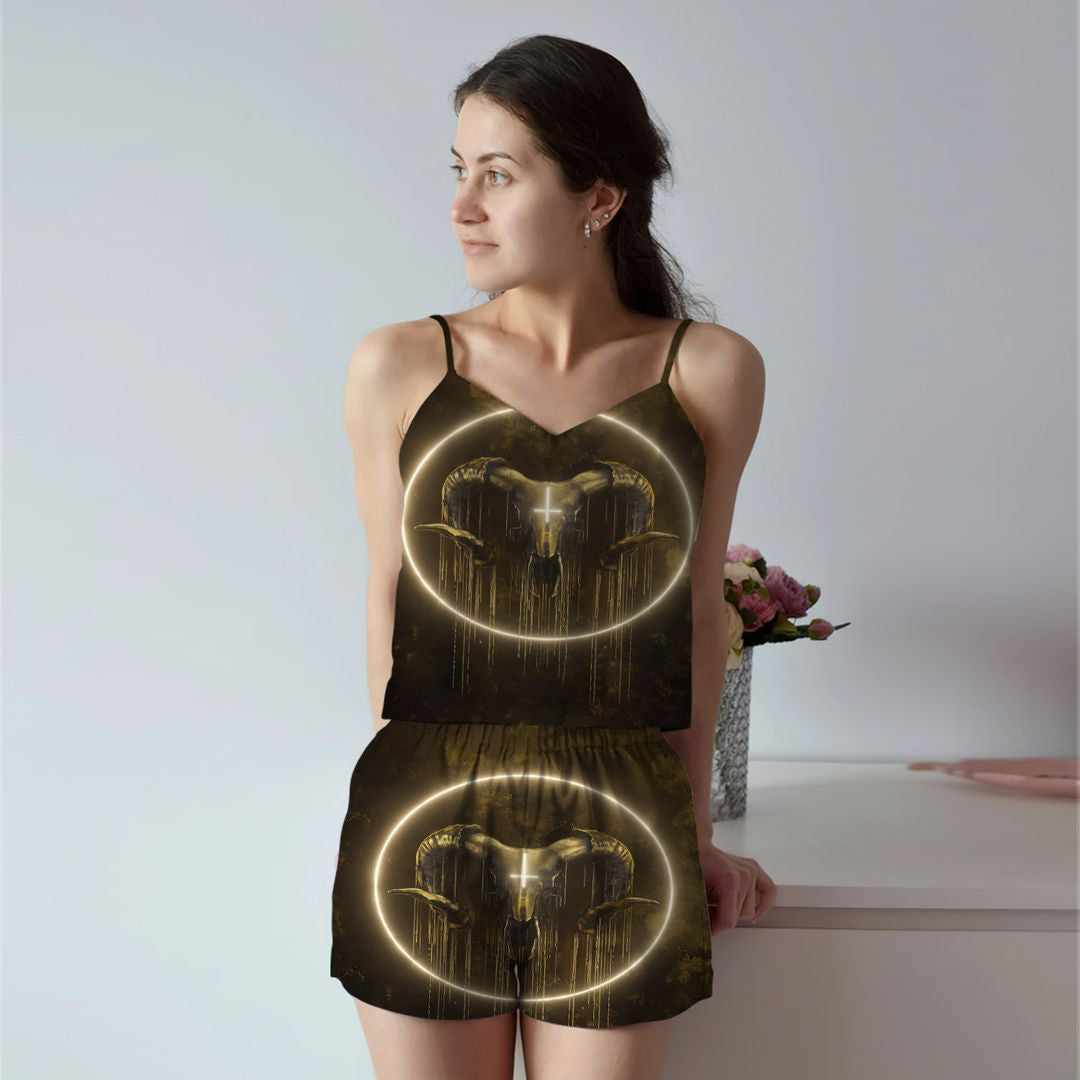 Skull Amazing Cami Pajama Set For Women | Pyjamas Short Set | Short PJS Set | Women Tank Top and Shorts Sleepwear Set