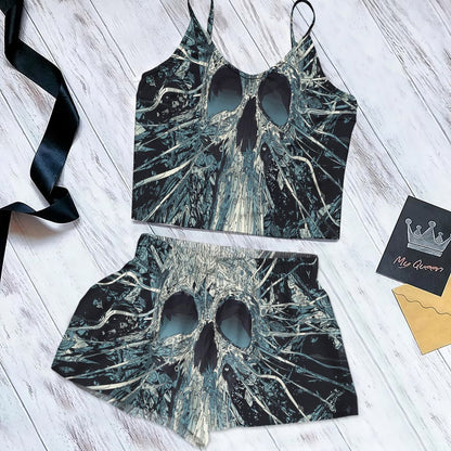Skull Cami Pajama Set For Women | Pyjamas Short Set | Short PJS Set | Women Tank Top and Shorts Sleepwear Set
